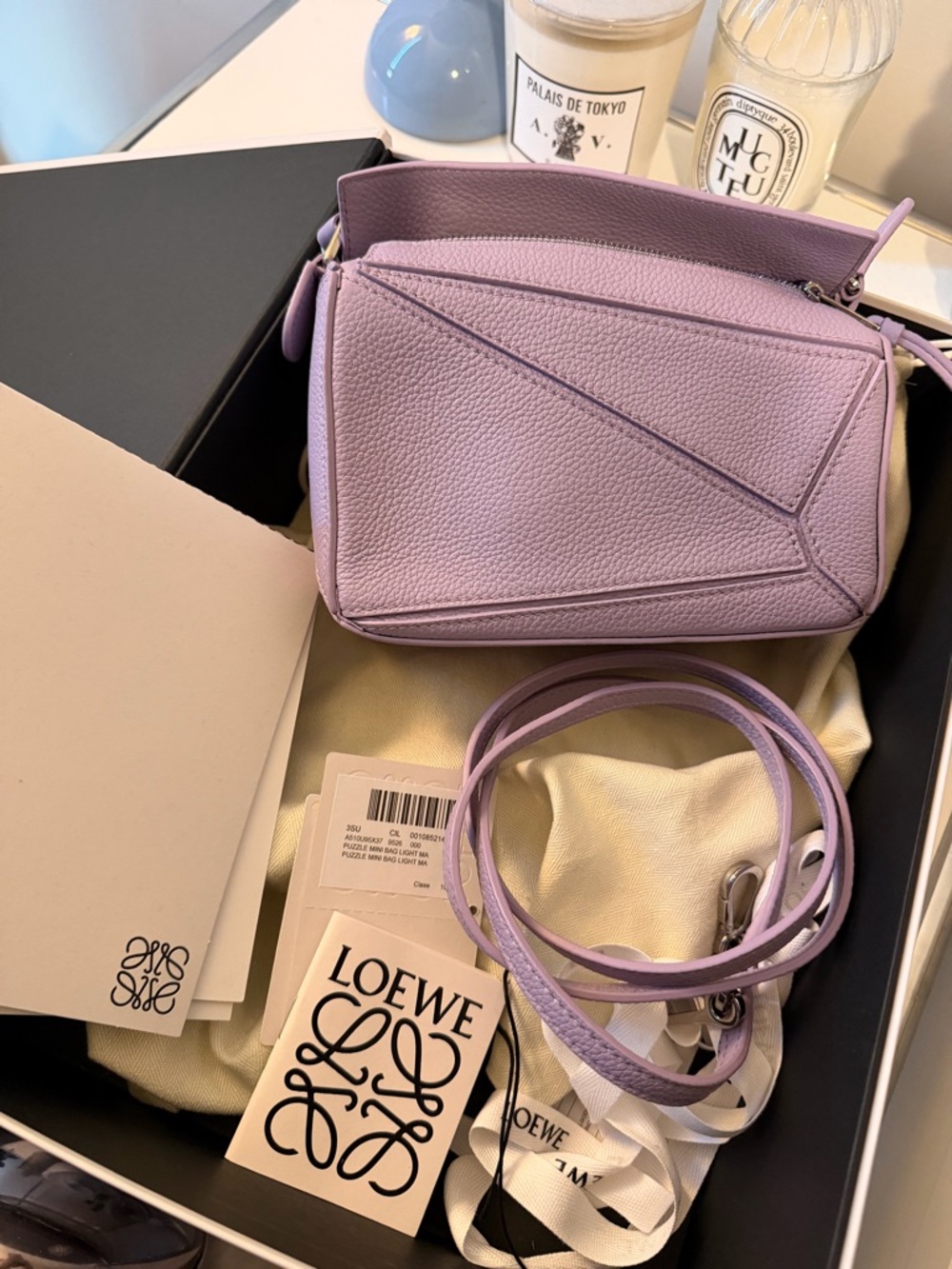 Loewe Puzzle Small Crossbody Bag in Lilac